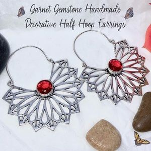 Garnet Gemstone Handmade Winged Goddess Earrings